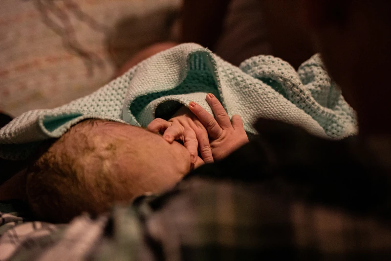 Close up of newborn baby's hands 